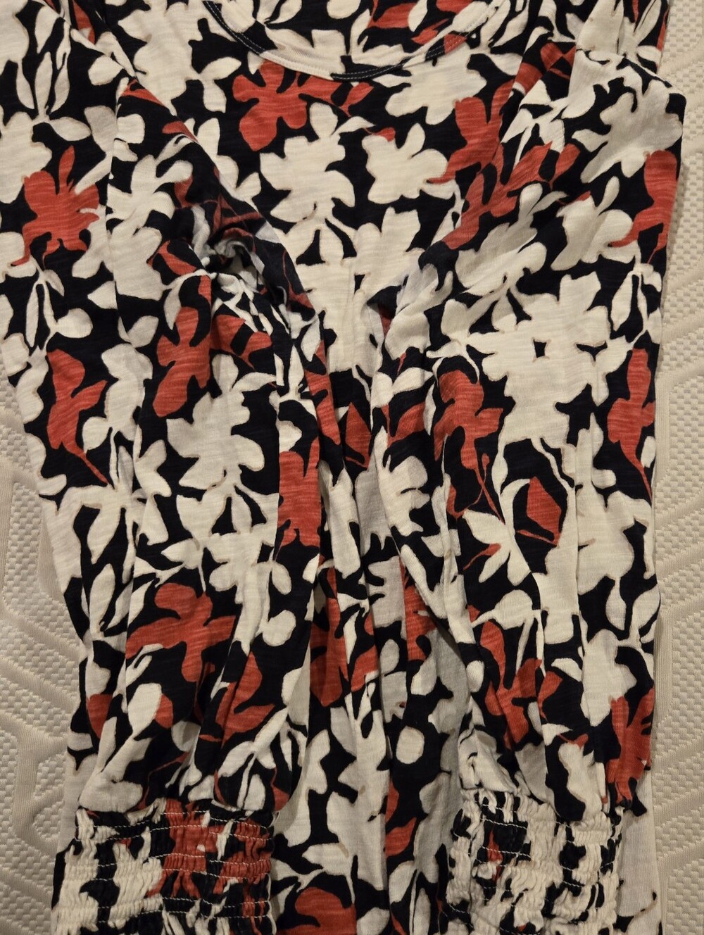 Chico's Cream, Black & Rust Abstract Floral Top